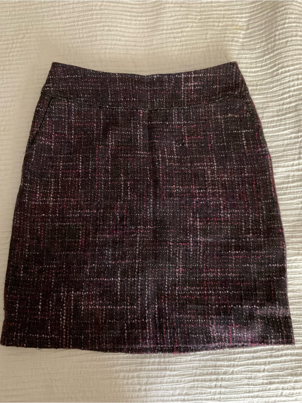 Classic Tweed Pencil Skirt in Plum Blend